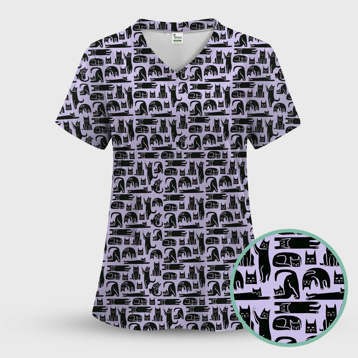 Funny Cat Poses Nurse Scrub Set