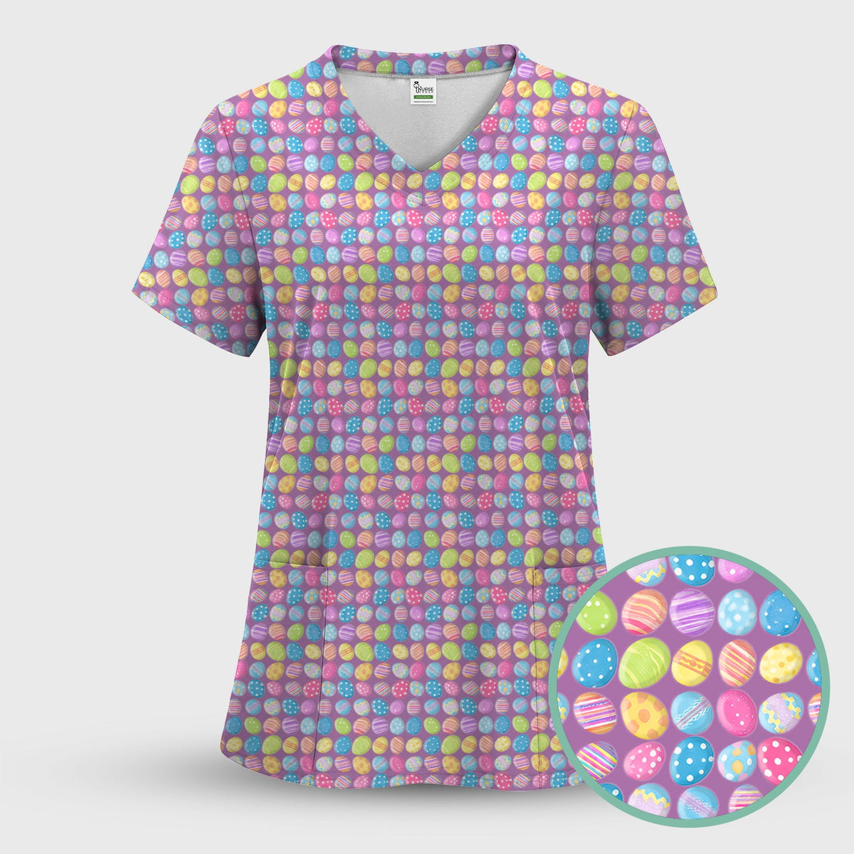 Colorful Easter Eggs Nurse Scrub Set