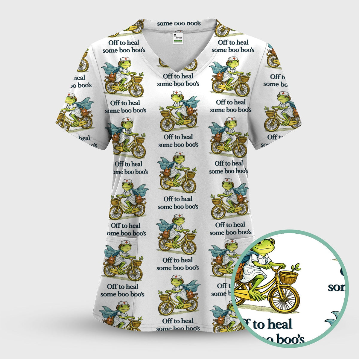 Frog Cycling Nurse Scrub Set