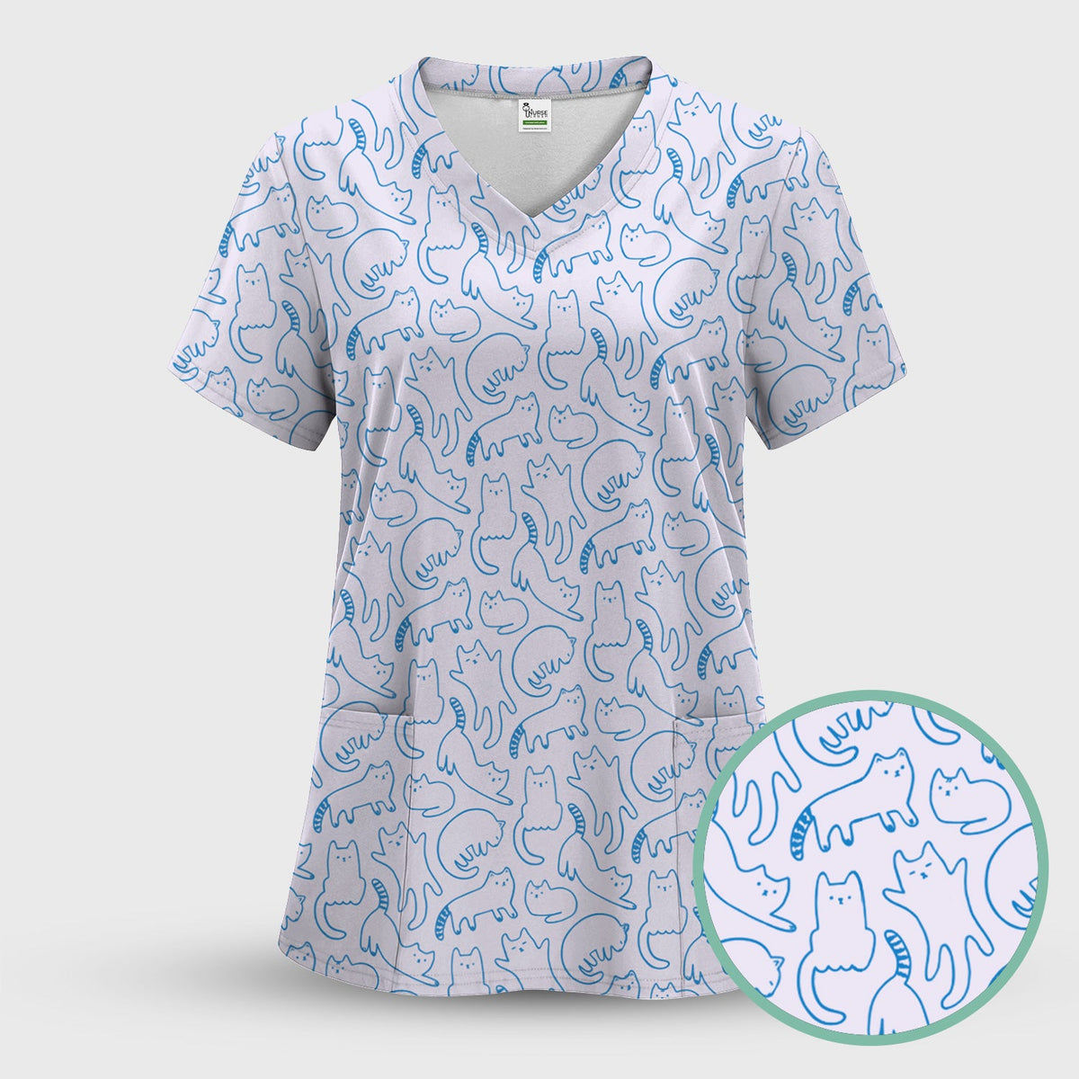 Artistic Cat Nurse Scrub Set