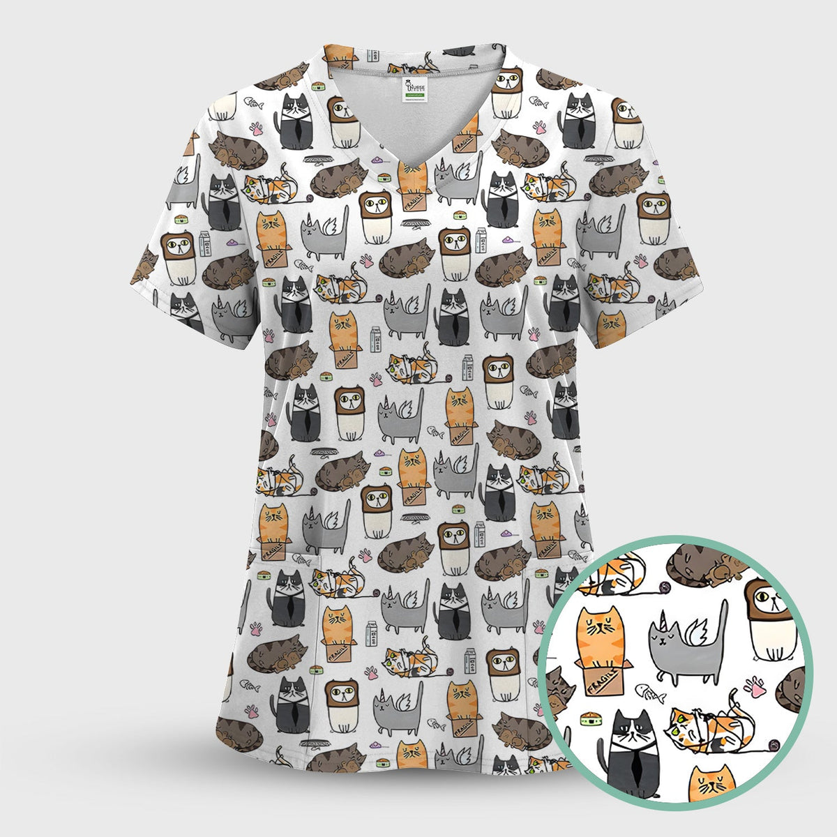 Lazy Cat Doodle Cozy Kitty Nurse Scrub Set