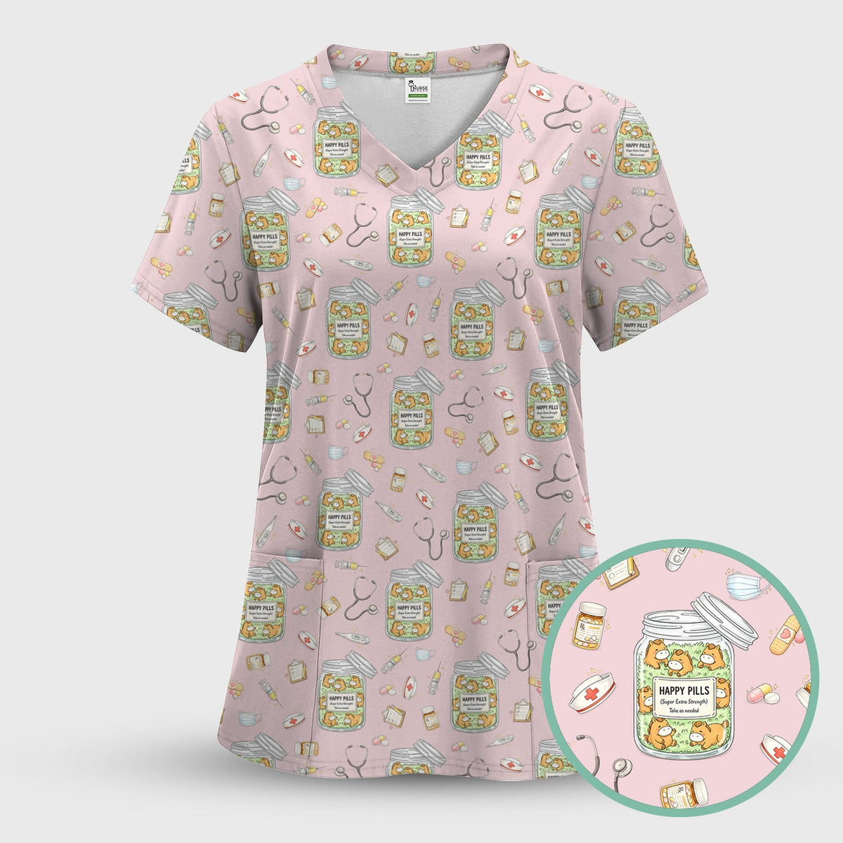 Happy Pills Horse Nurse Scrub Set