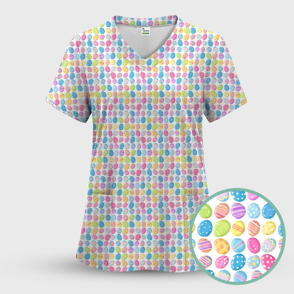 Colorful Easter Eggs Nurse Scrub Set