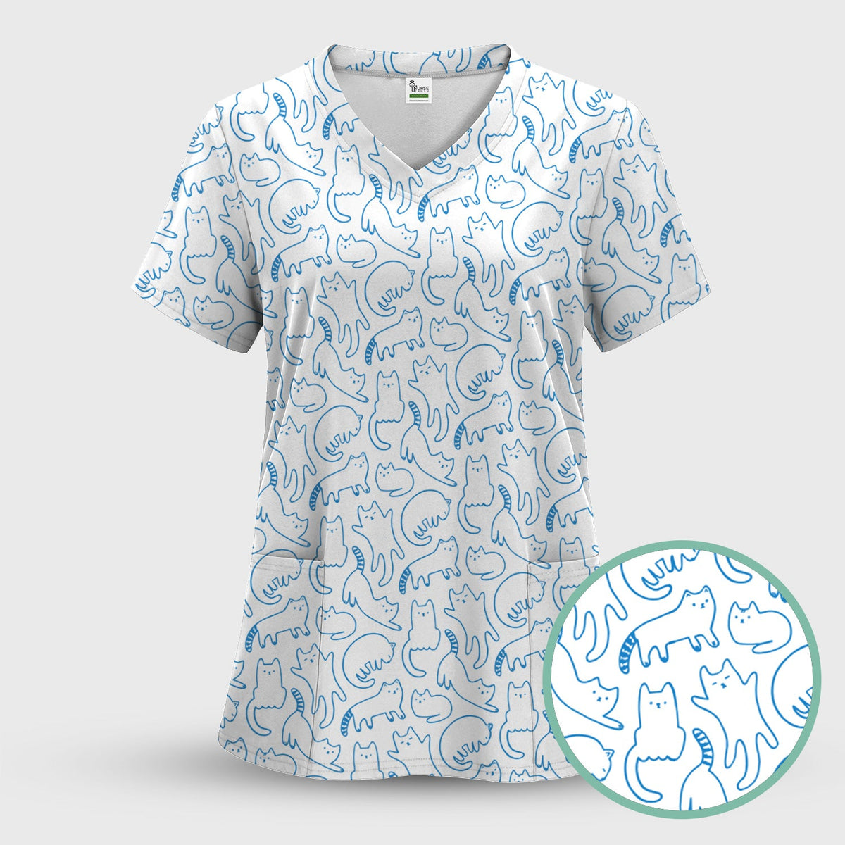 Artistic Cat Nurse Scrub Set