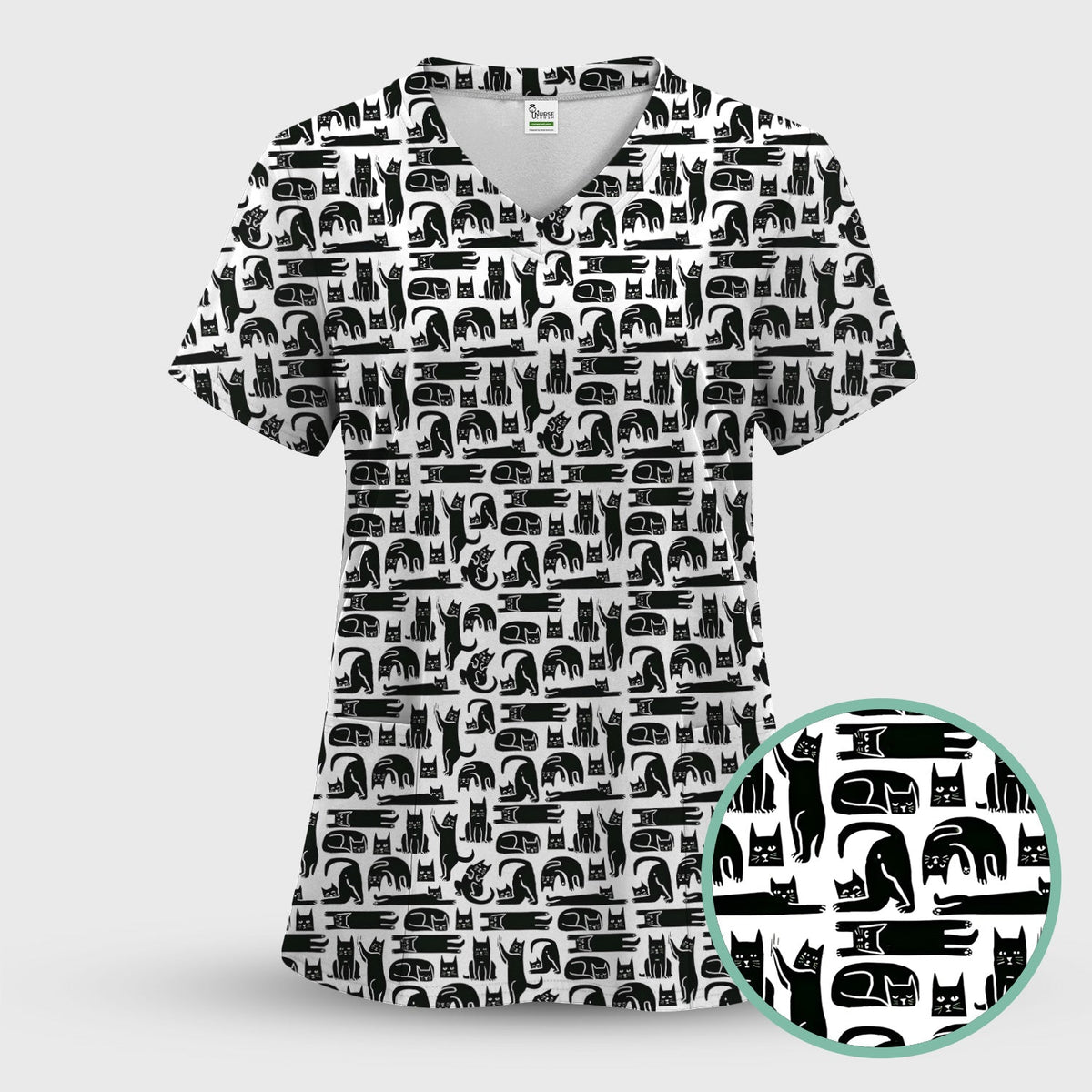 Funny Cat Poses Nurse Scrub Set