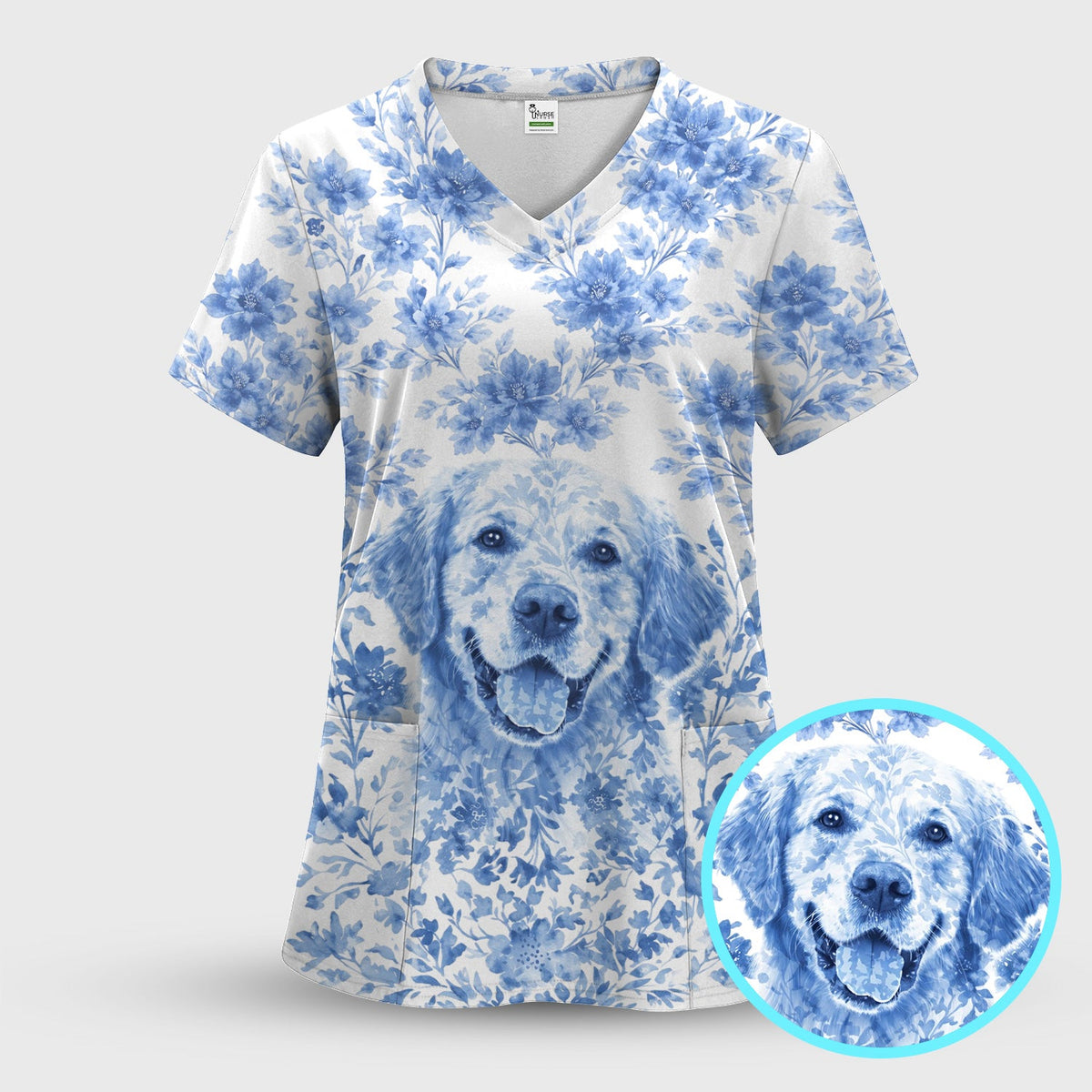 Personalized Pet Photo Floral Scrub Set