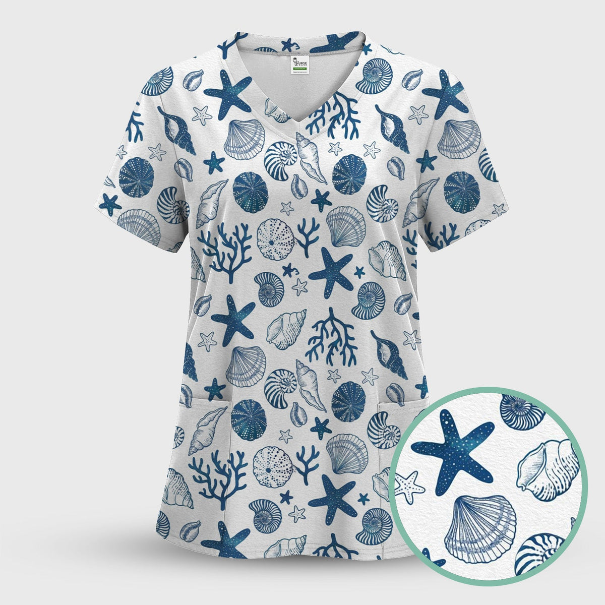 Ocean Shell Starfish Nurse Scrub Set