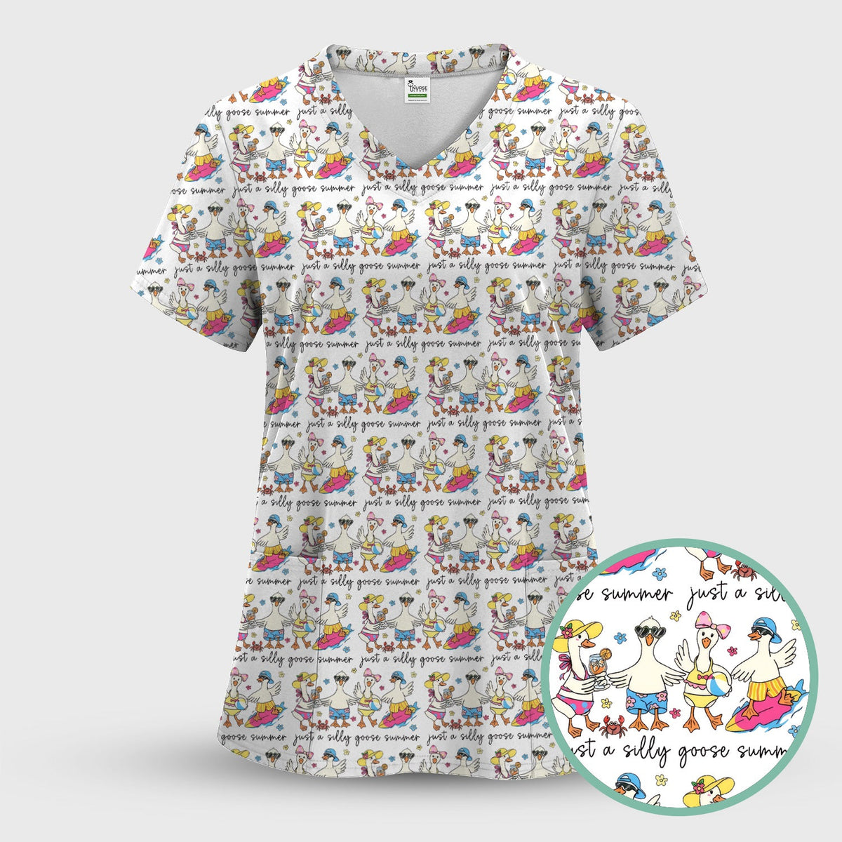 Goose Summer Beach Nurse Scrub Set