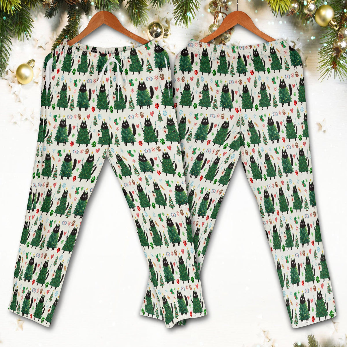 Christmas Black Cat Nurse Scrub Set