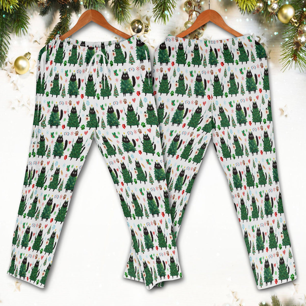 Christmas Black Cat Nurse Scrub Set