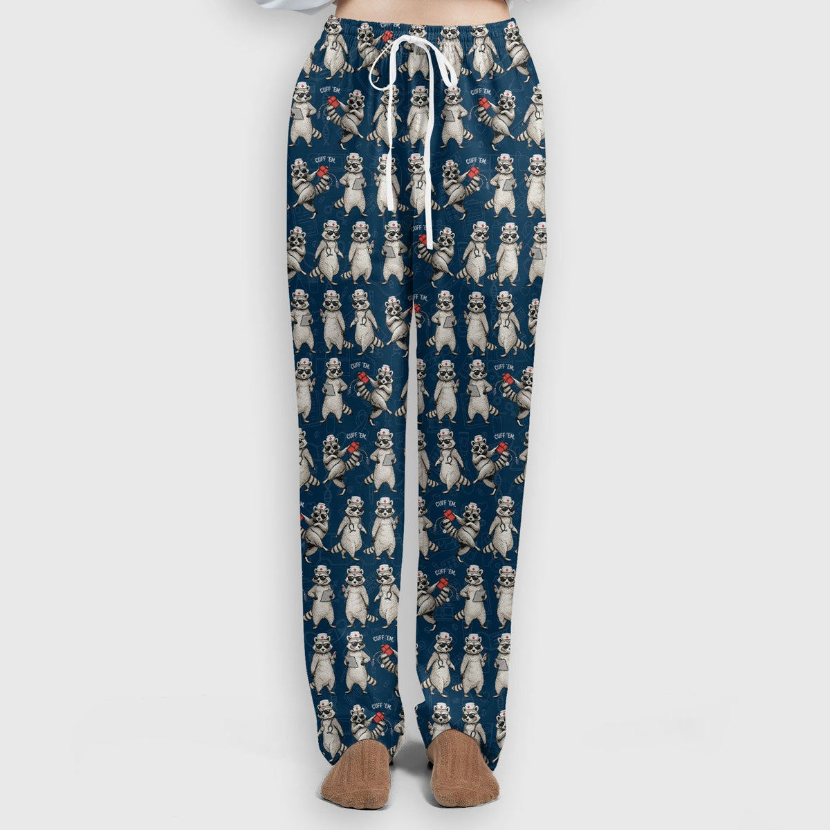 Raccoon Pattern Nurse Scrub Set