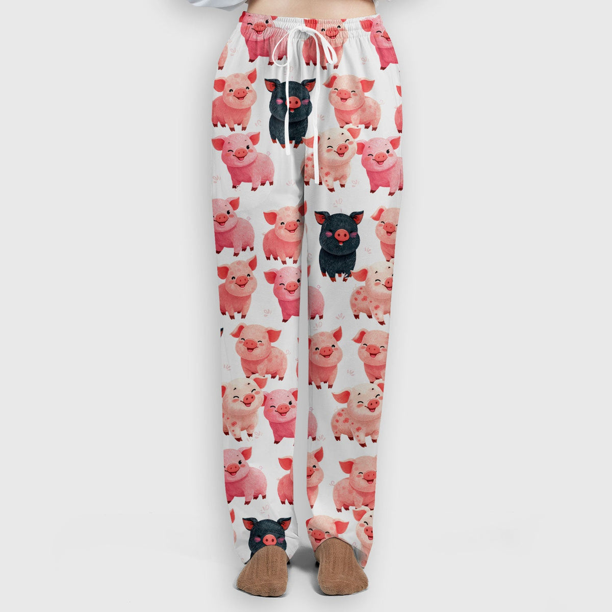 Funny Farm Pig Cartoon Pattern Scrub Set, Nurse Uniform Scrubs Set