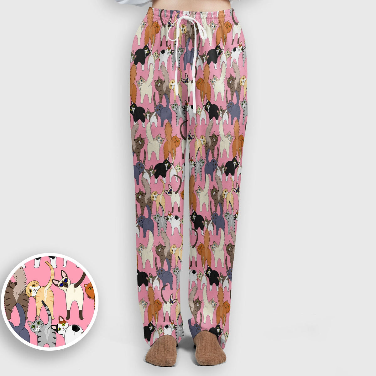 Whimsical Multicolor Cat Cartoon Nurse Scrub Set