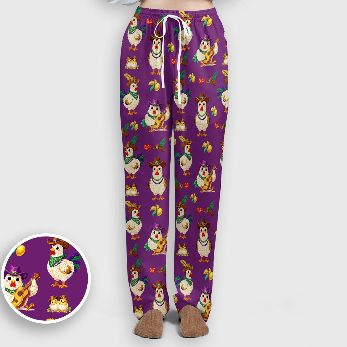 Mardi Gras Rooster Cowboy Nurse Scrub Set
