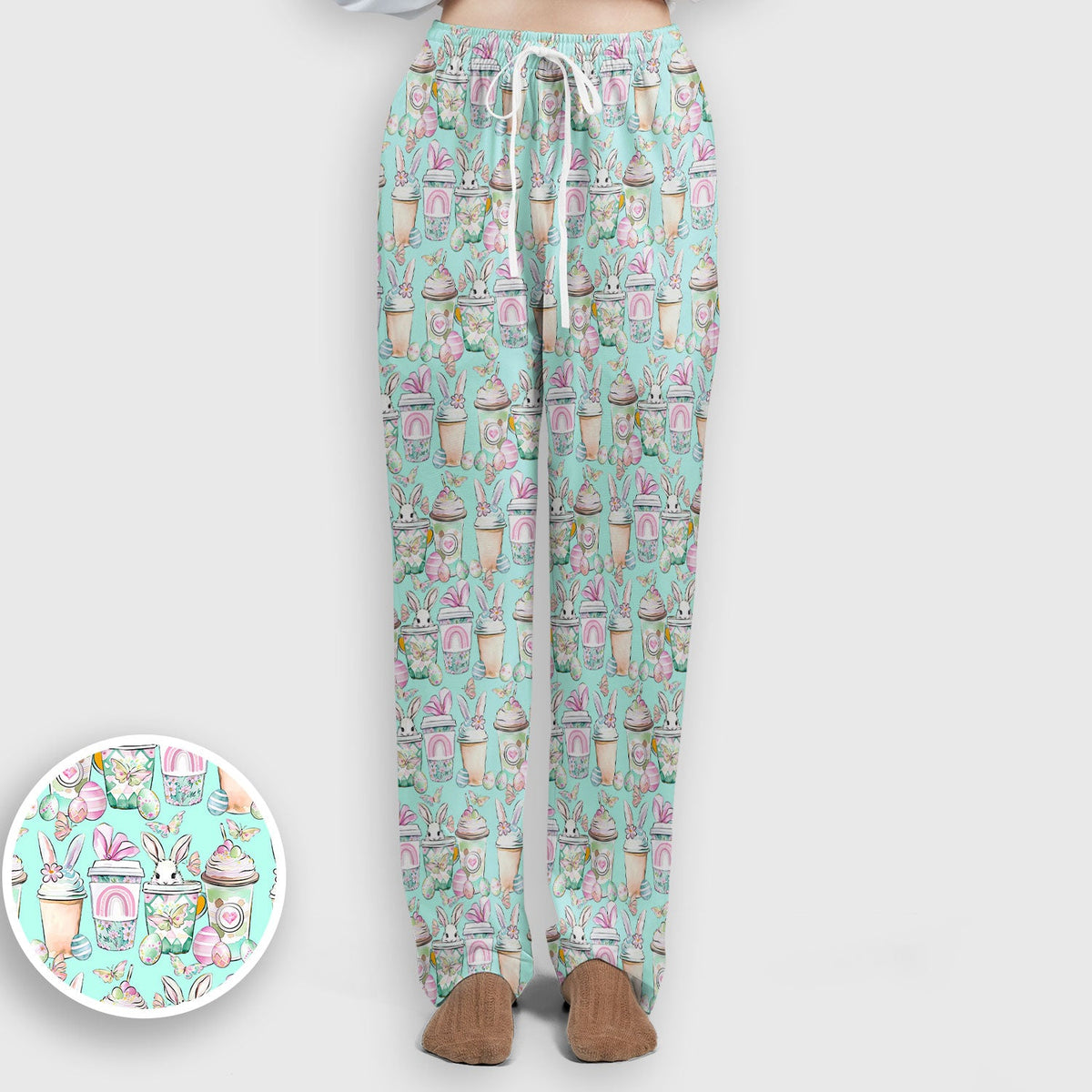 Bunny Coffee Cup Nurse Scrub Set - Easter Gift