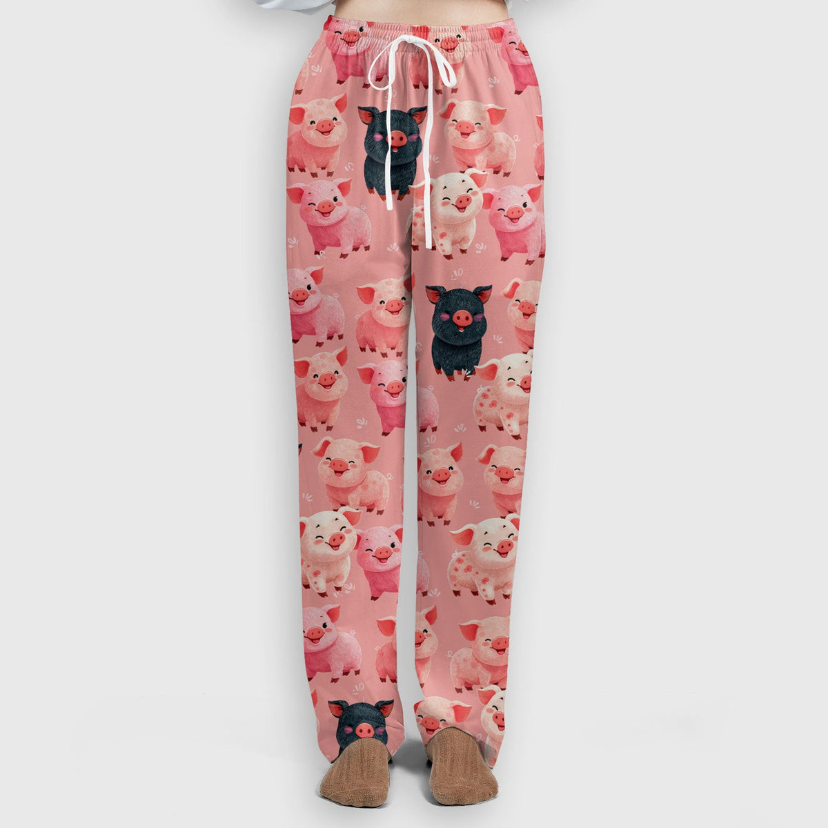 Funny Farm Pig Cartoon Pattern Scrub Set, Nurse Uniform Scrubs Set