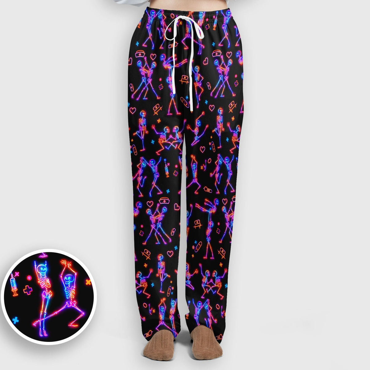 Neon Dancing Skeleton Nurse Scrub Set
