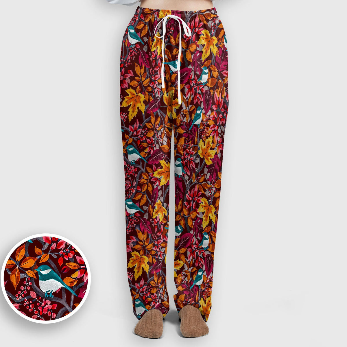 Autumn Leaves Blue Bird Nurse Scrub Set