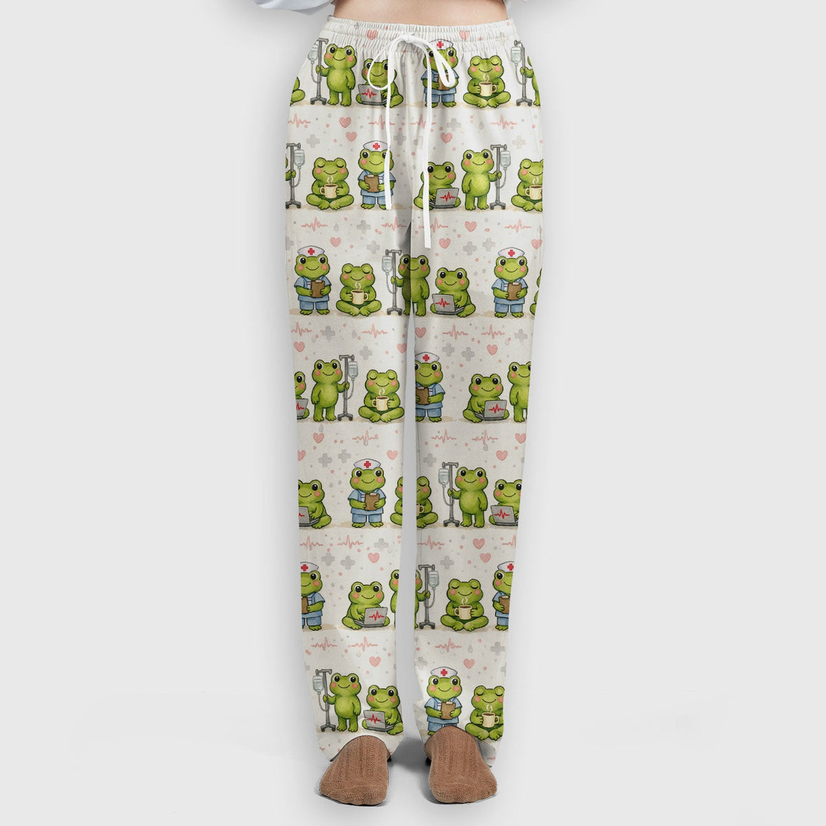 Adorable Frog Various Poses Nurse Scrub Set