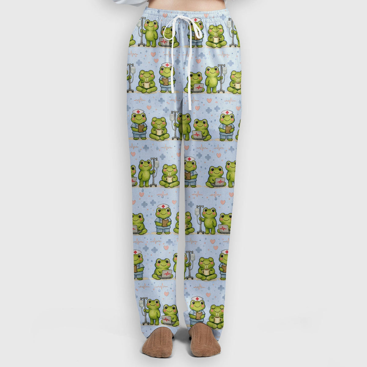 Adorable Frog Various Poses Nurse Scrub Set