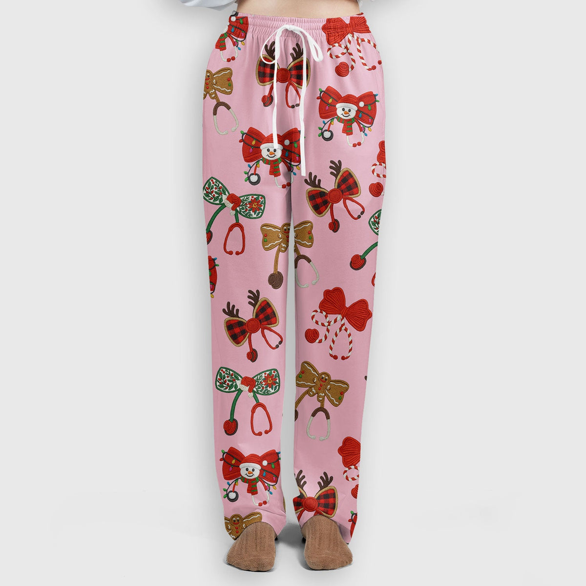 Christmas Stethoscope Bow Nurse Scrub Set