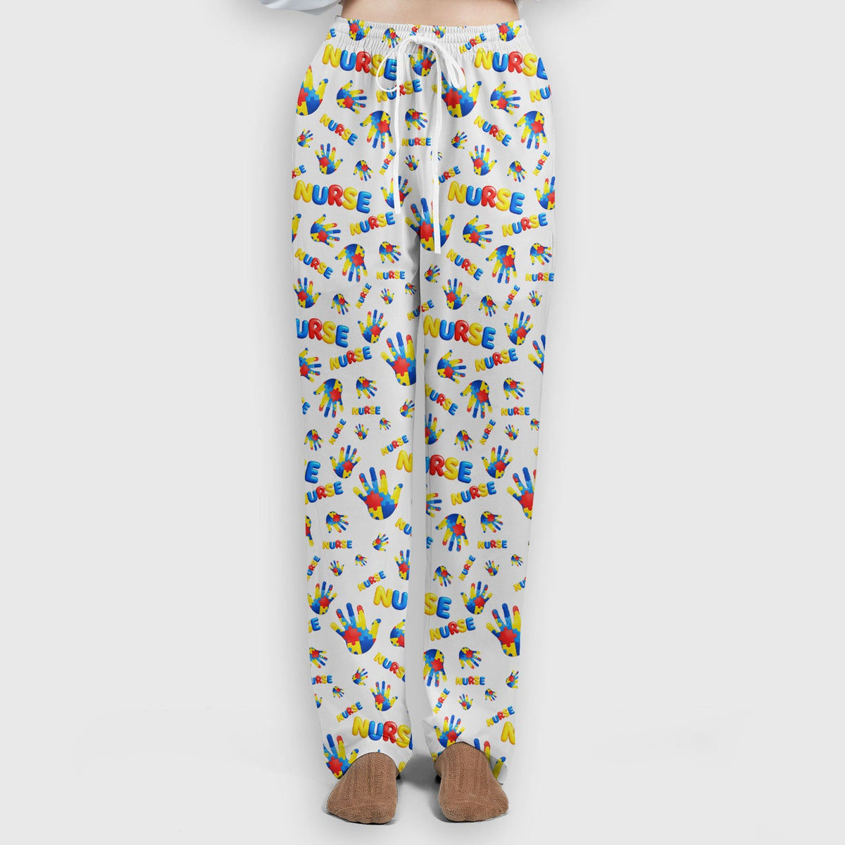 Colorful Autism Handprint Nurse Scrub Set