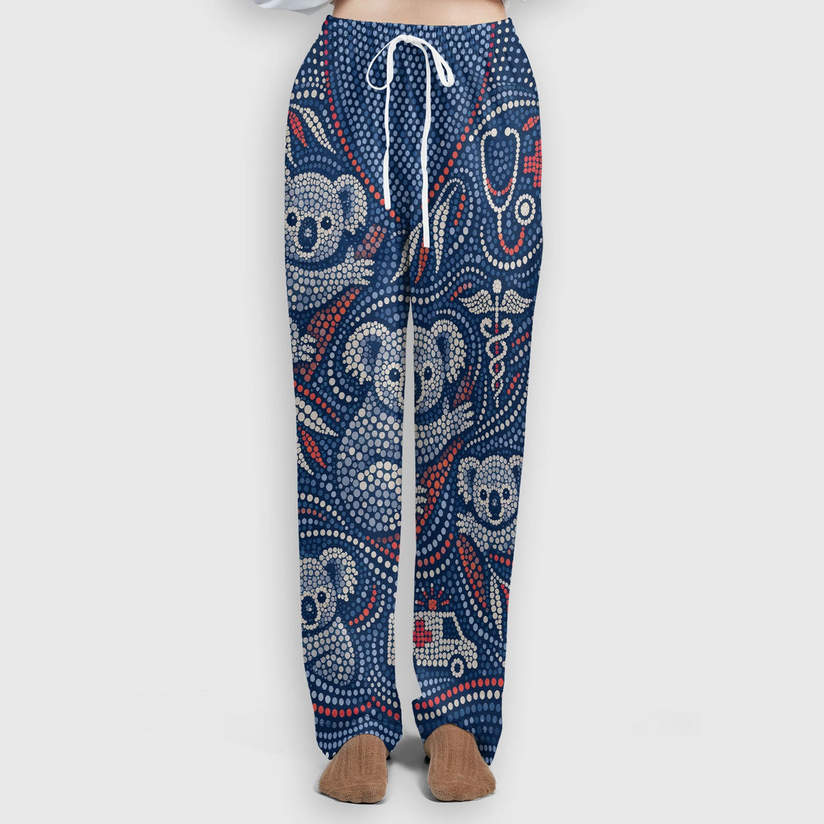 Koala Dot Art Medical Pattern Set, Women's Scrub Sets Breathable