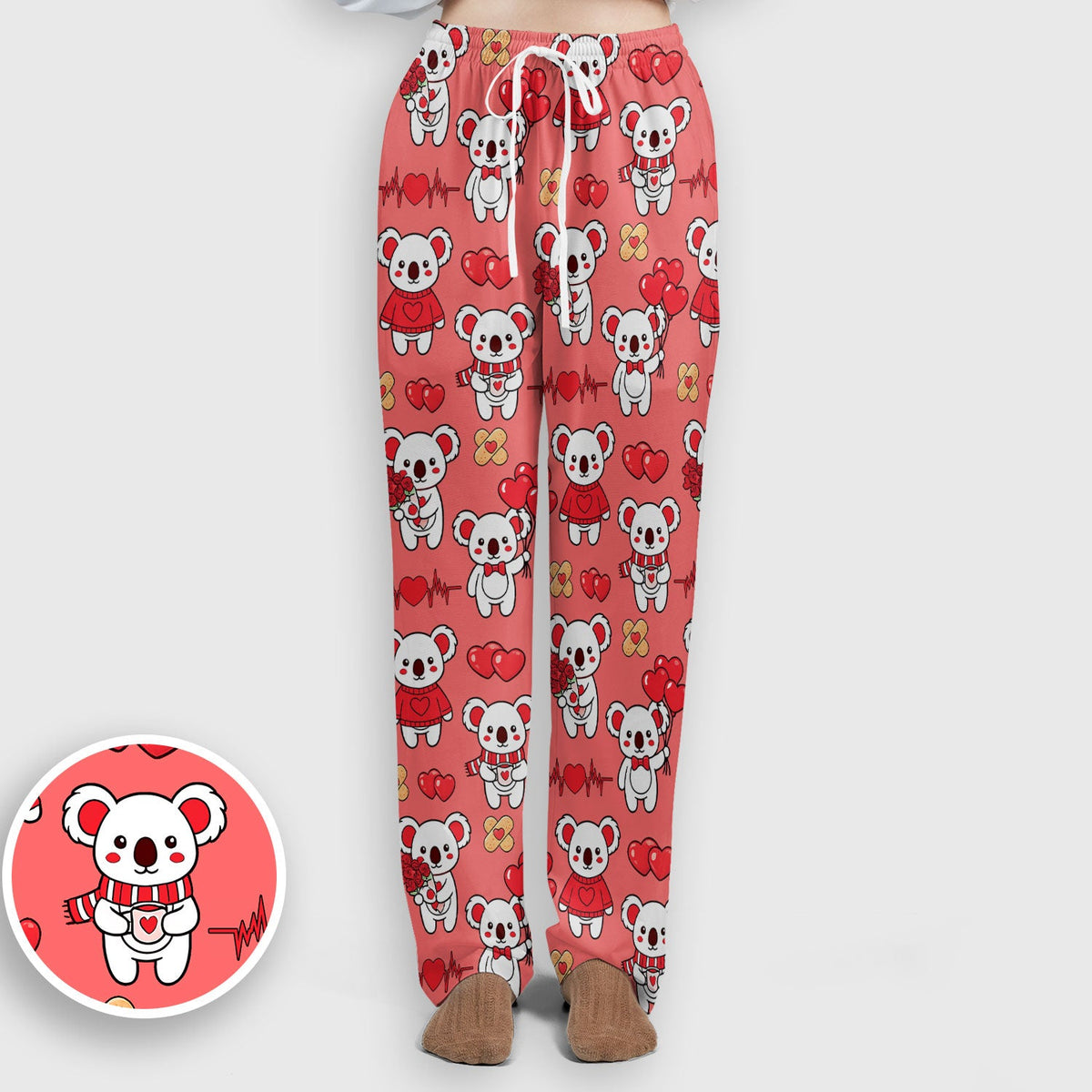 Sweet Koala Valentine Medical Design Scrub Set, Breathable Med Uniform