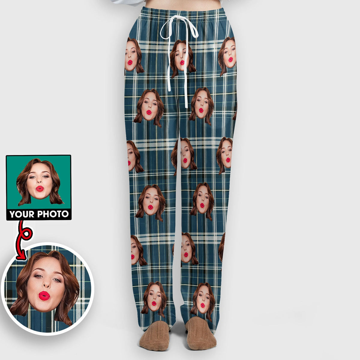 Personalized Photo Plaid Nurse Scrub Set