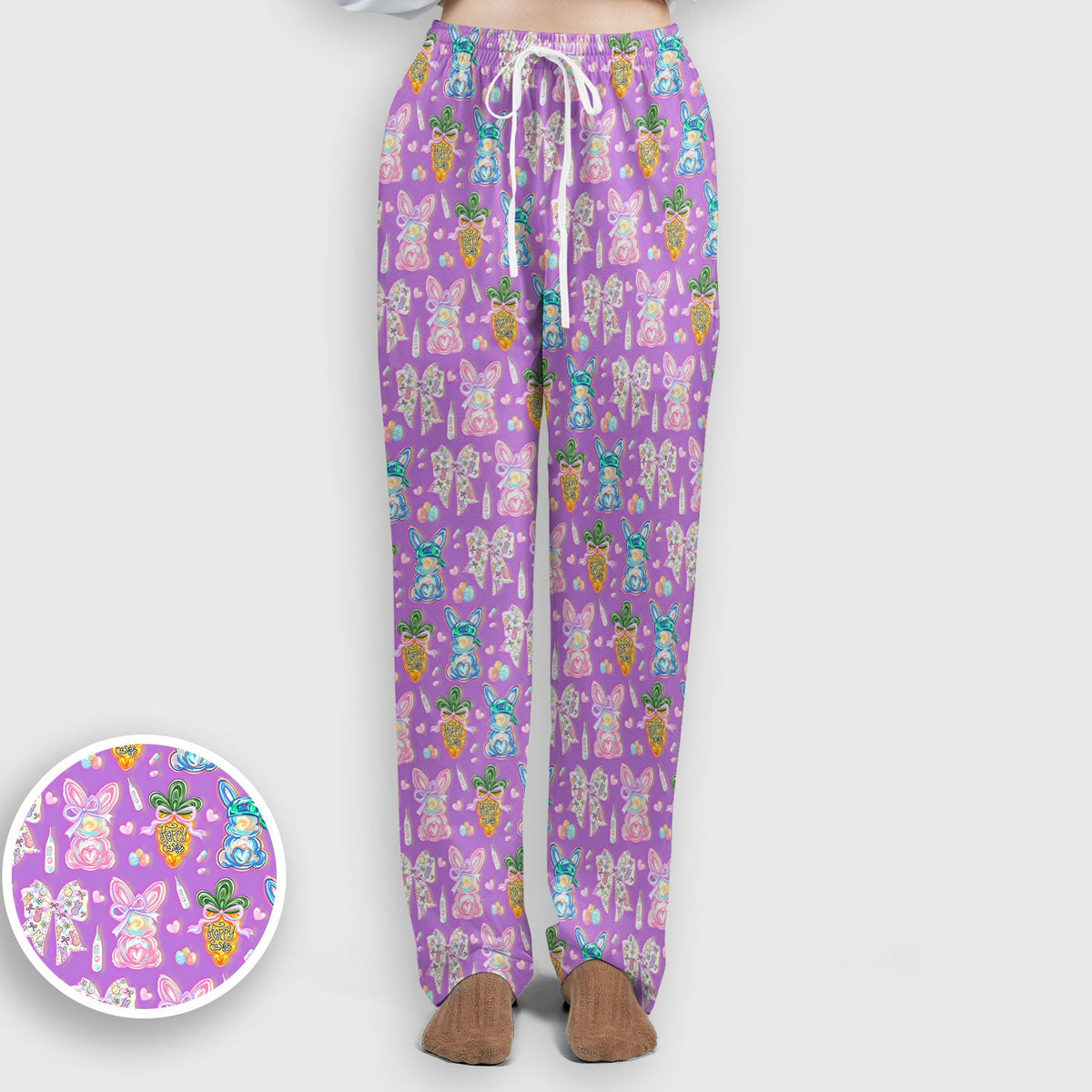 Bunny Carrot Bow Nurse Scrub Set - Easter Gift