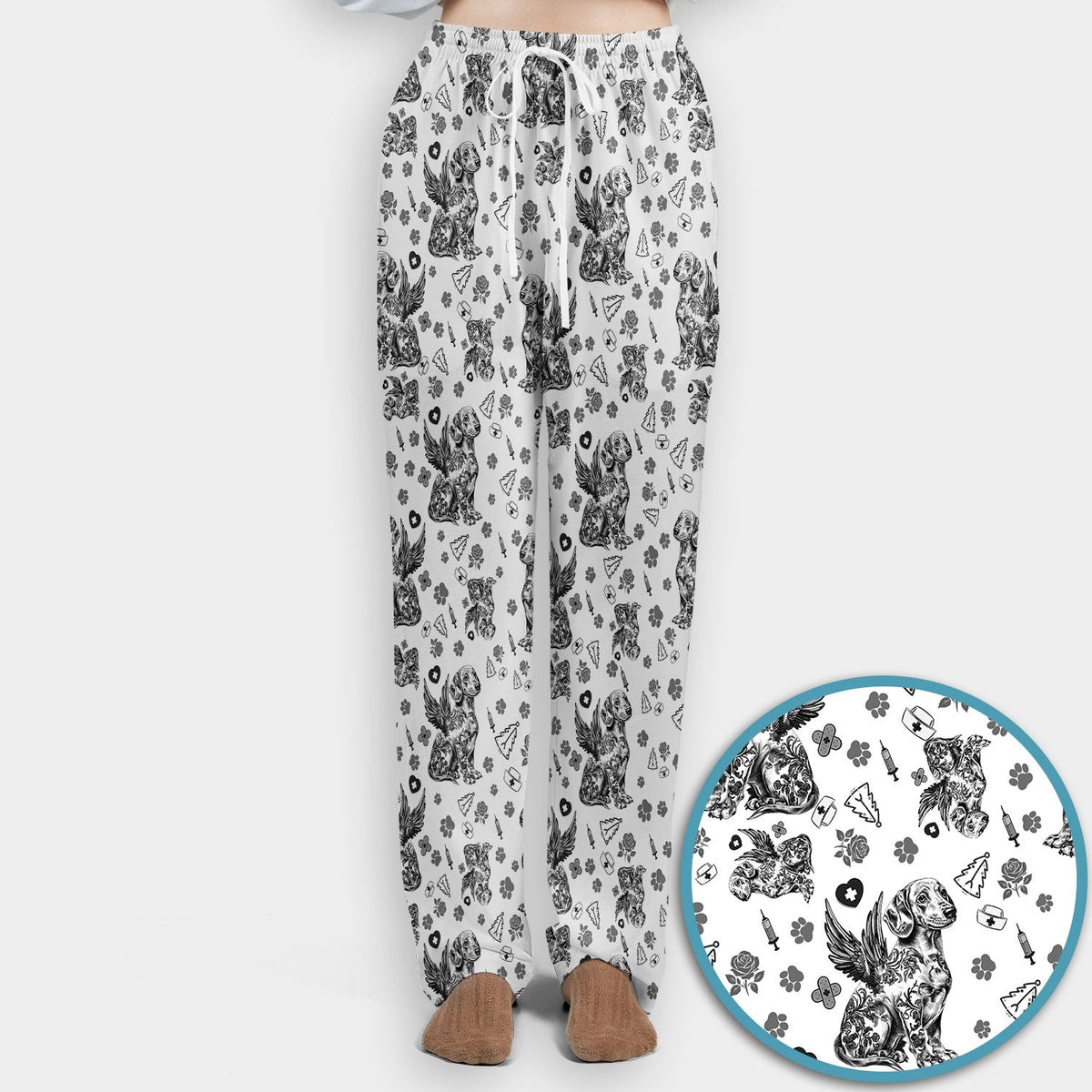 Toile De Jouy Dachshund Angel Nurse Scrub Set