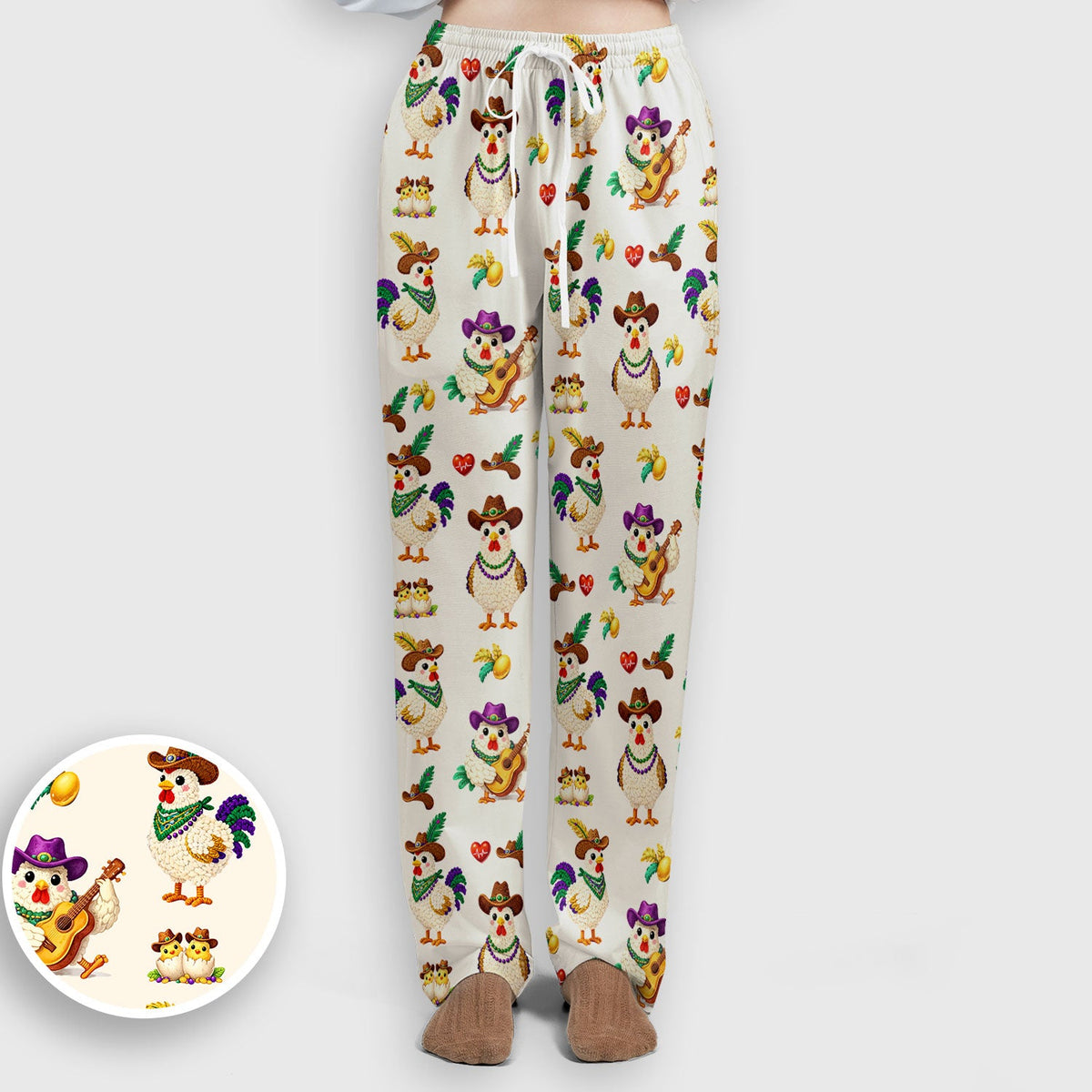 Mardi Gras Rooster Cowboy Nurse Scrub Set