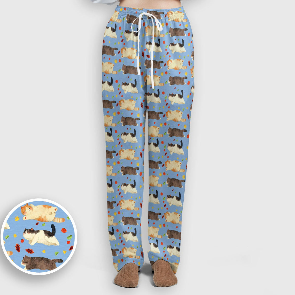 Chubby Cat Autumn Leaves Nurse Scrub Set