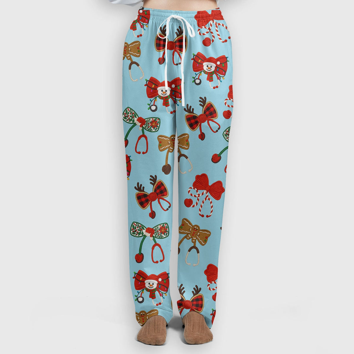 Christmas Stethoscope Bow Nurse Scrub Set