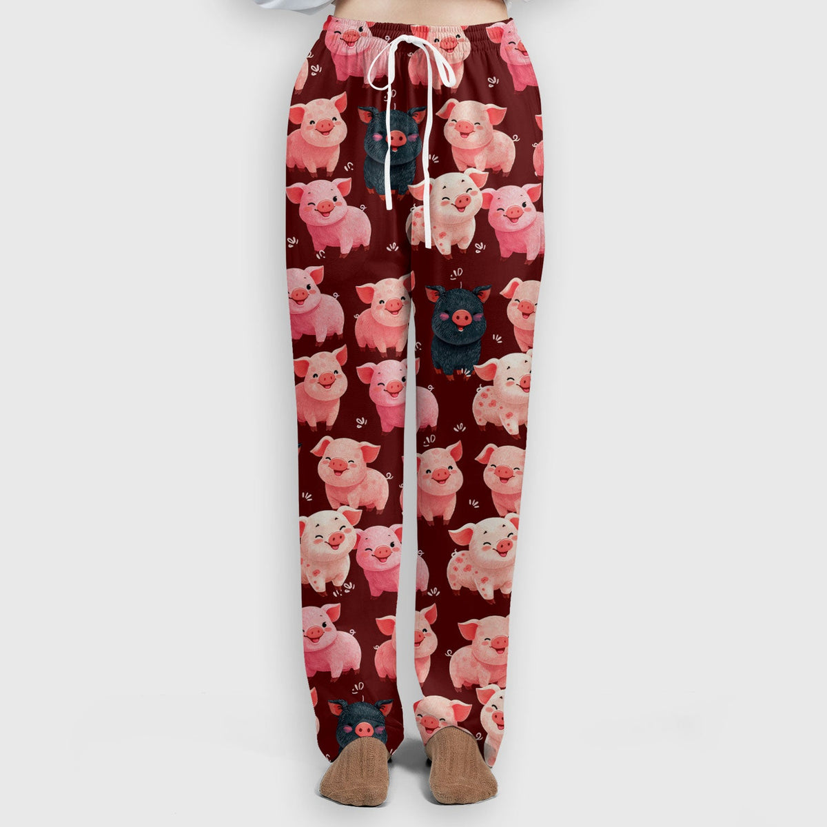 Funny Farm Pig Cartoon Pattern Scrub Set, Nurse Uniform Scrubs Set