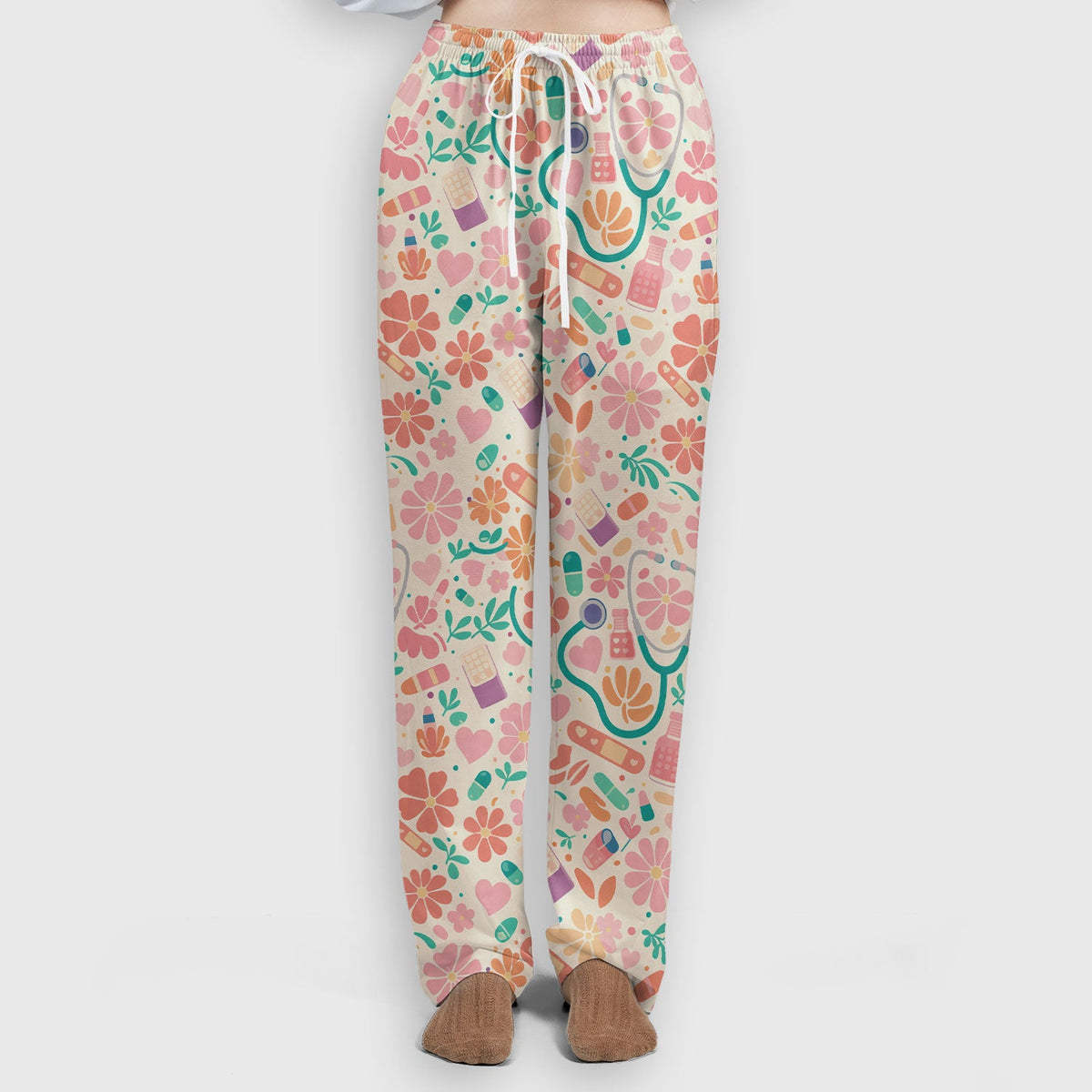 Medical Floral Nurse Scrub Set