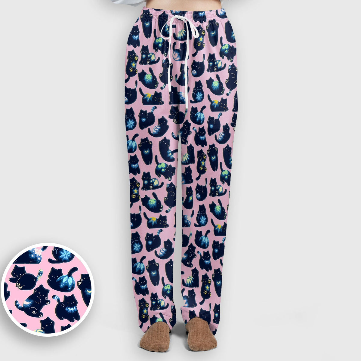 Midnight Black Cat Nurse Scrub Set