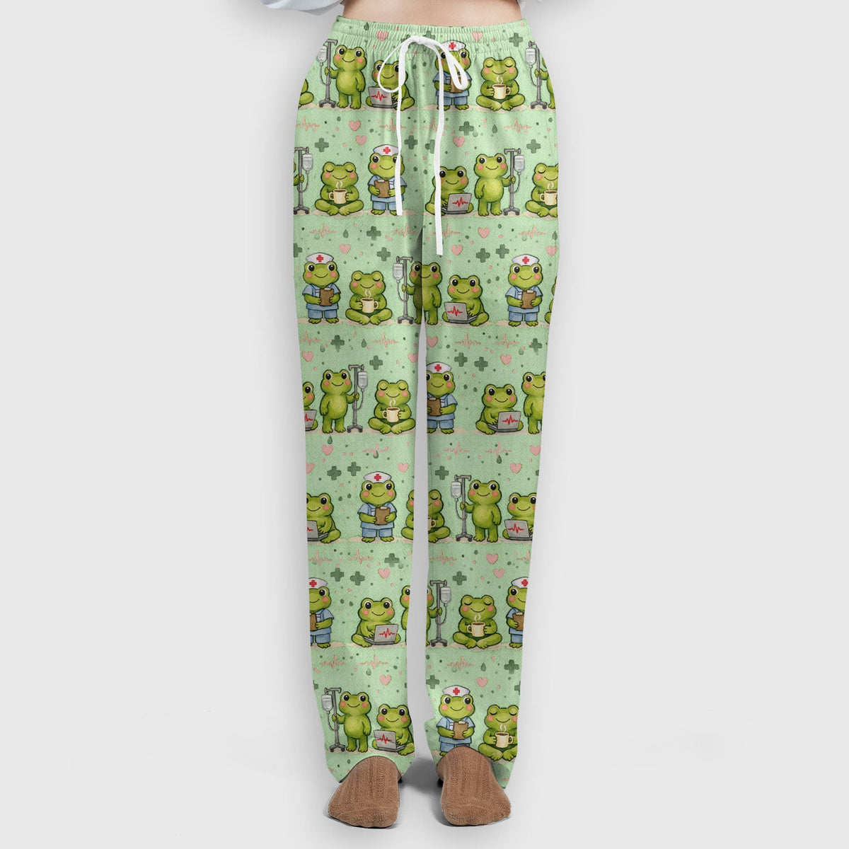 Adorable Frog Various Poses Nurse Scrub Set
