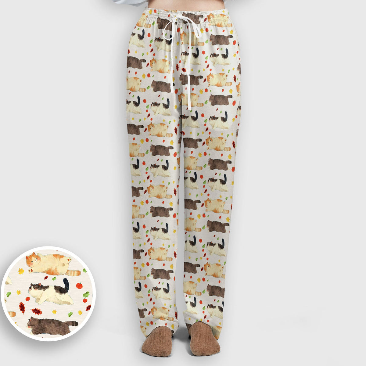 Chubby Cat Autumn Leaves Nurse Scrub Set