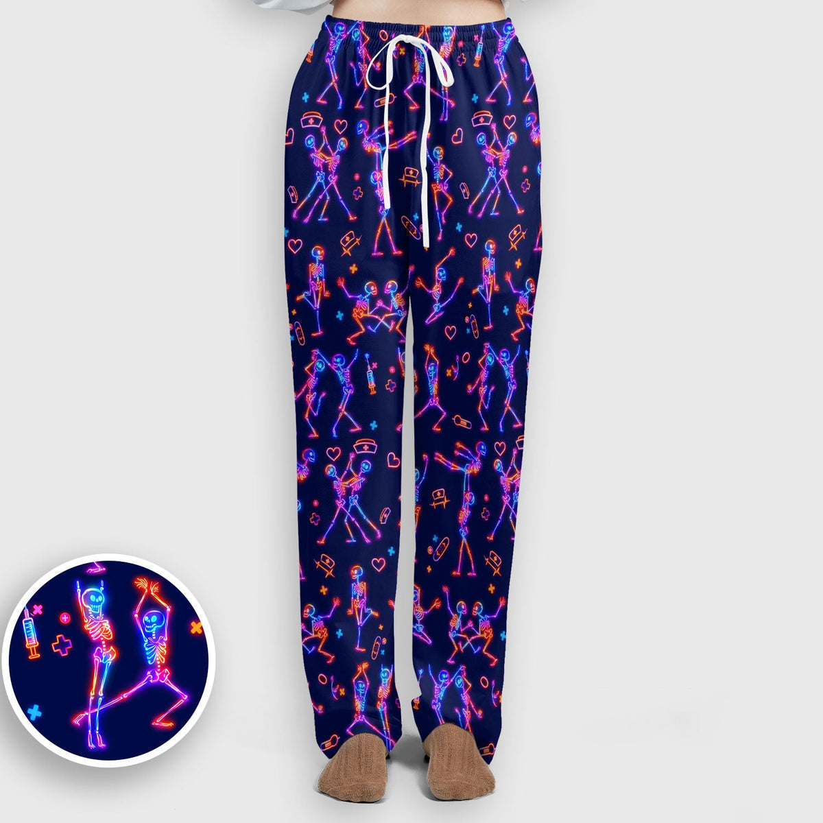Neon Dancing Skeleton Nurse Scrub Set