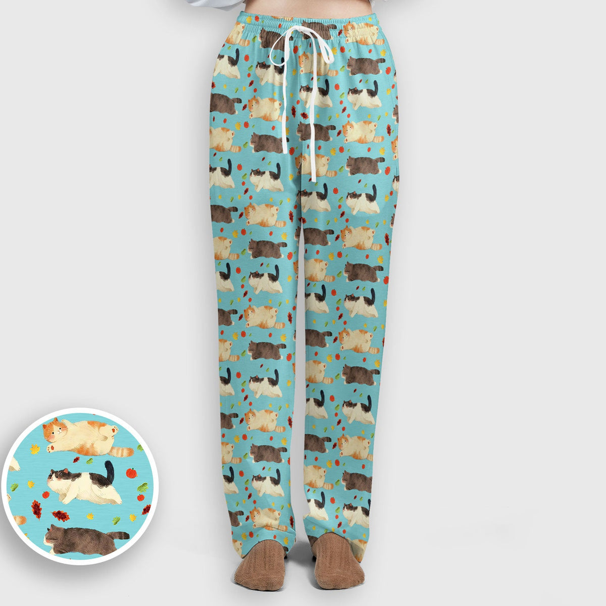 Chubby Cat Autumn Leaves Nurse Scrub Set