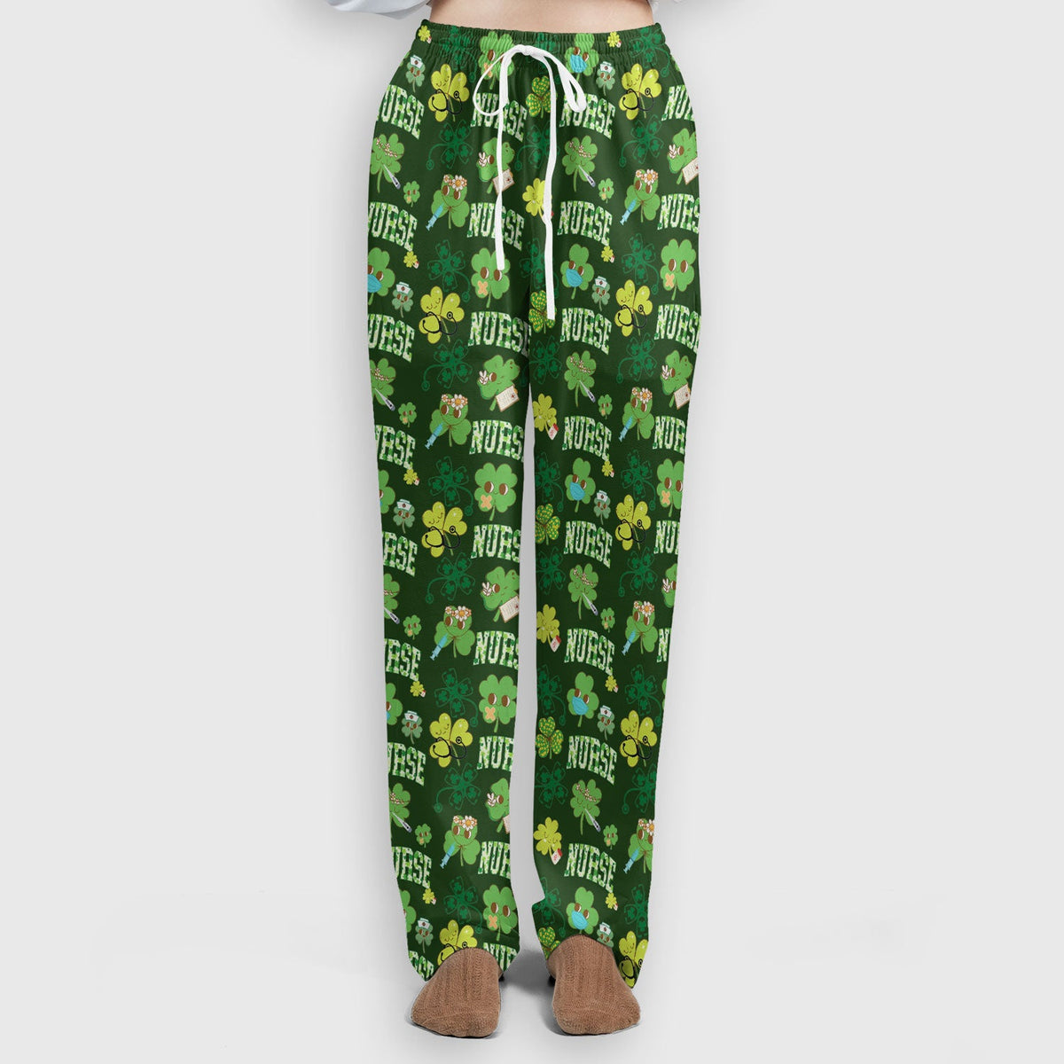 Lucky Shamrock Nurse Scrub Set, St. Patrick’s Day Nursing Shirt, Breathable Fabrics Nursing Uniform