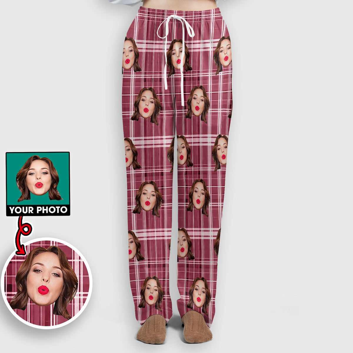 Personalized Photo Plaid Nurse Scrub Set