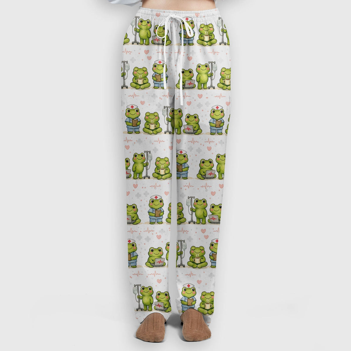 Adorable Frog Various Poses Nurse Scrub Set