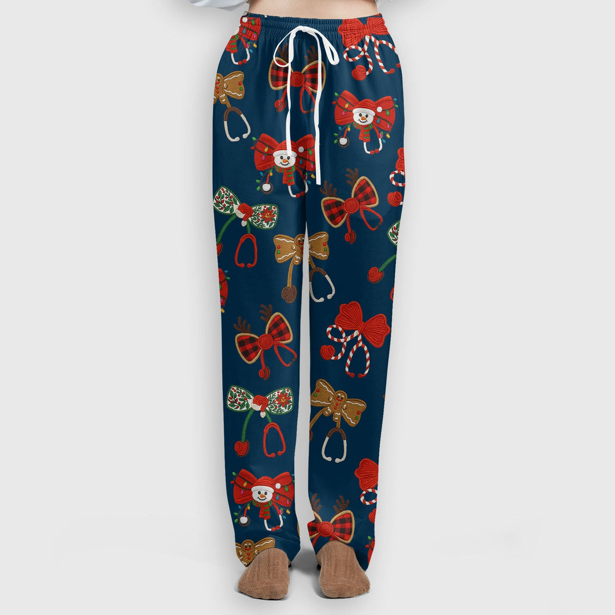 Christmas Stethoscope Bow Nurse Scrub Set