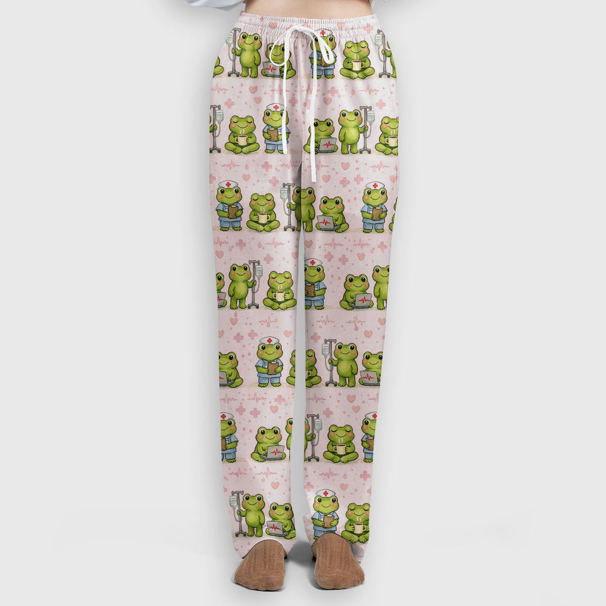Adorable Frog Various Poses Nurse Scrub Set