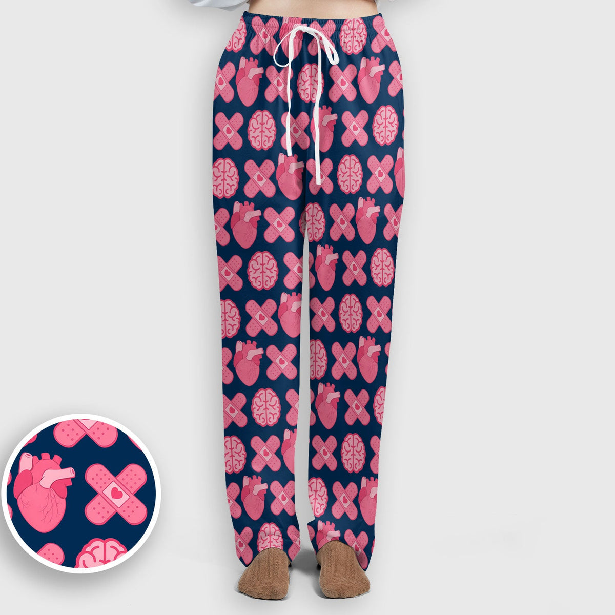 Heart Brain Medical Icon Nurse Scrub Set