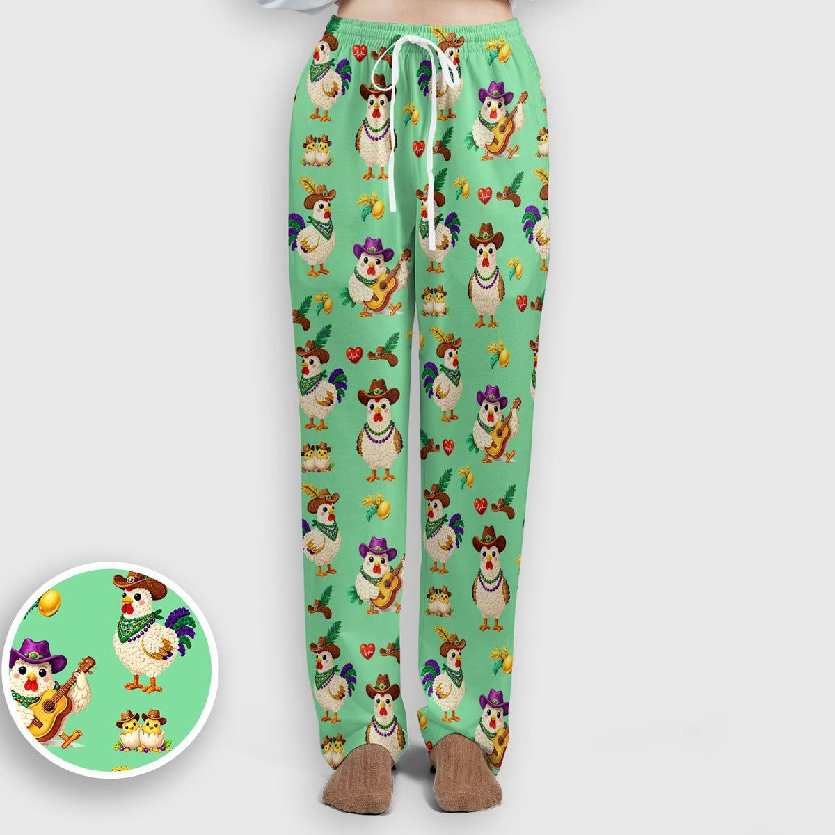 Mardi Gras Rooster Cowboy Nurse Scrub Set