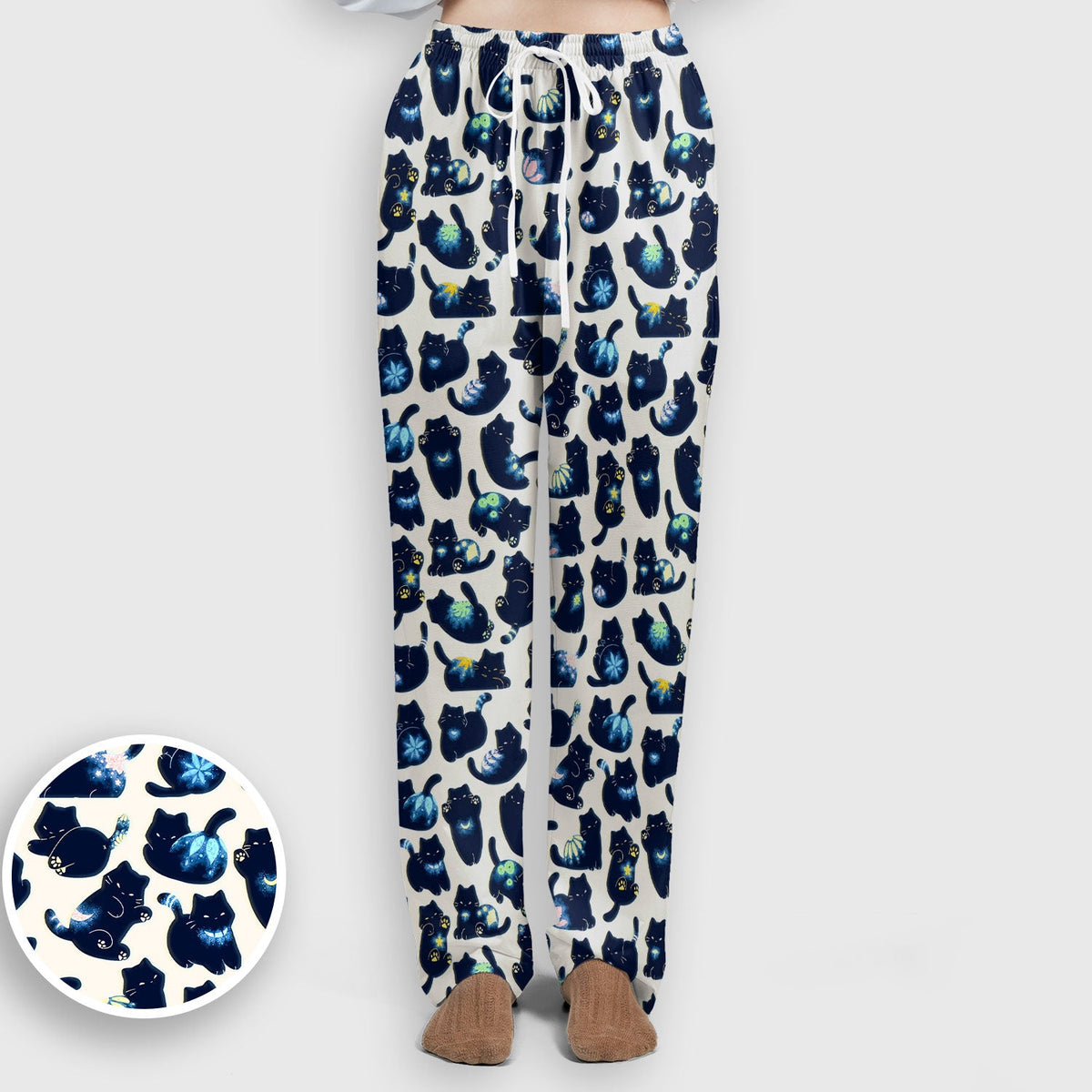 Midnight Black Cat Nurse Scrub Set