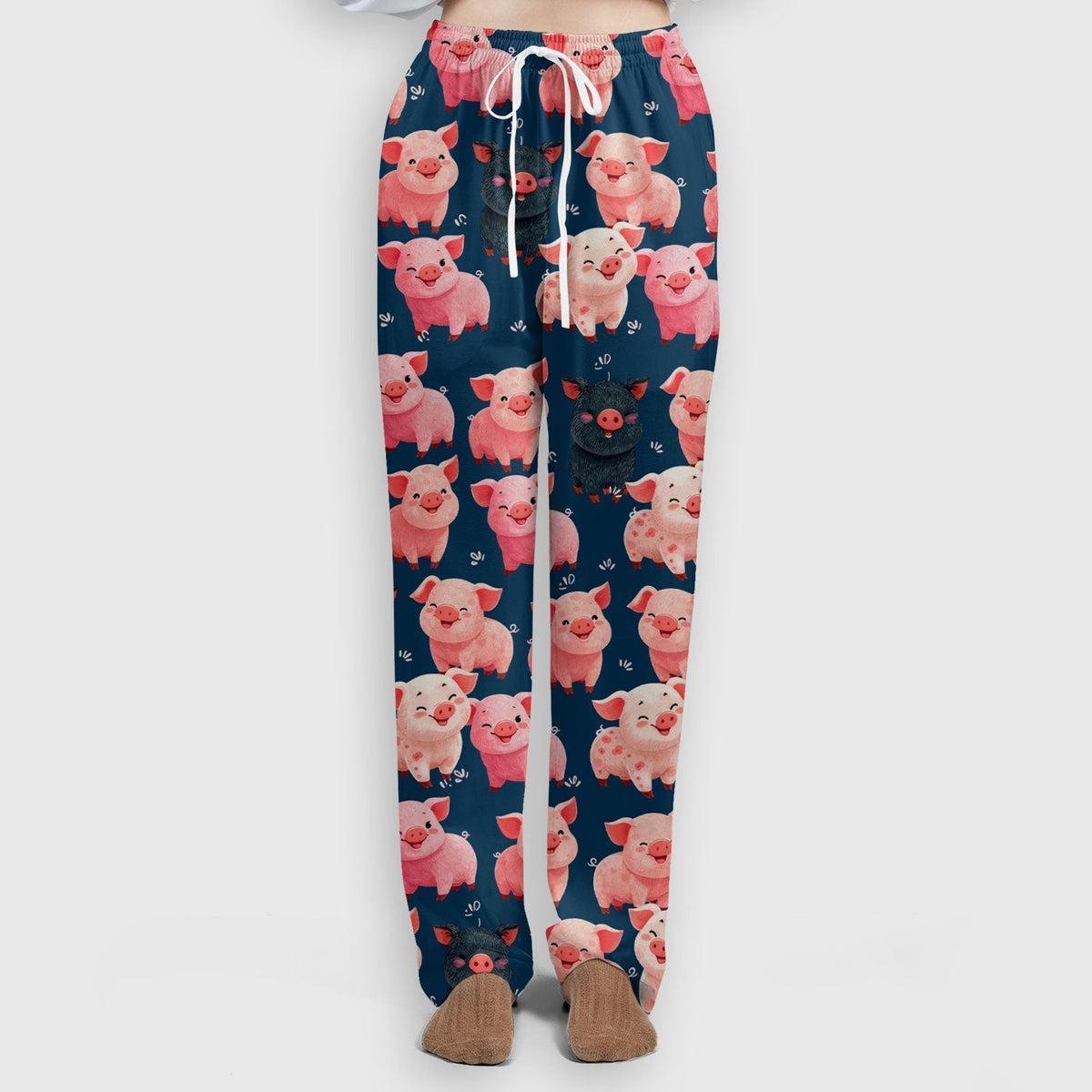 Funny Farm Pig Cartoon Pattern Scrub Set, Nurse Uniform Scrubs Set